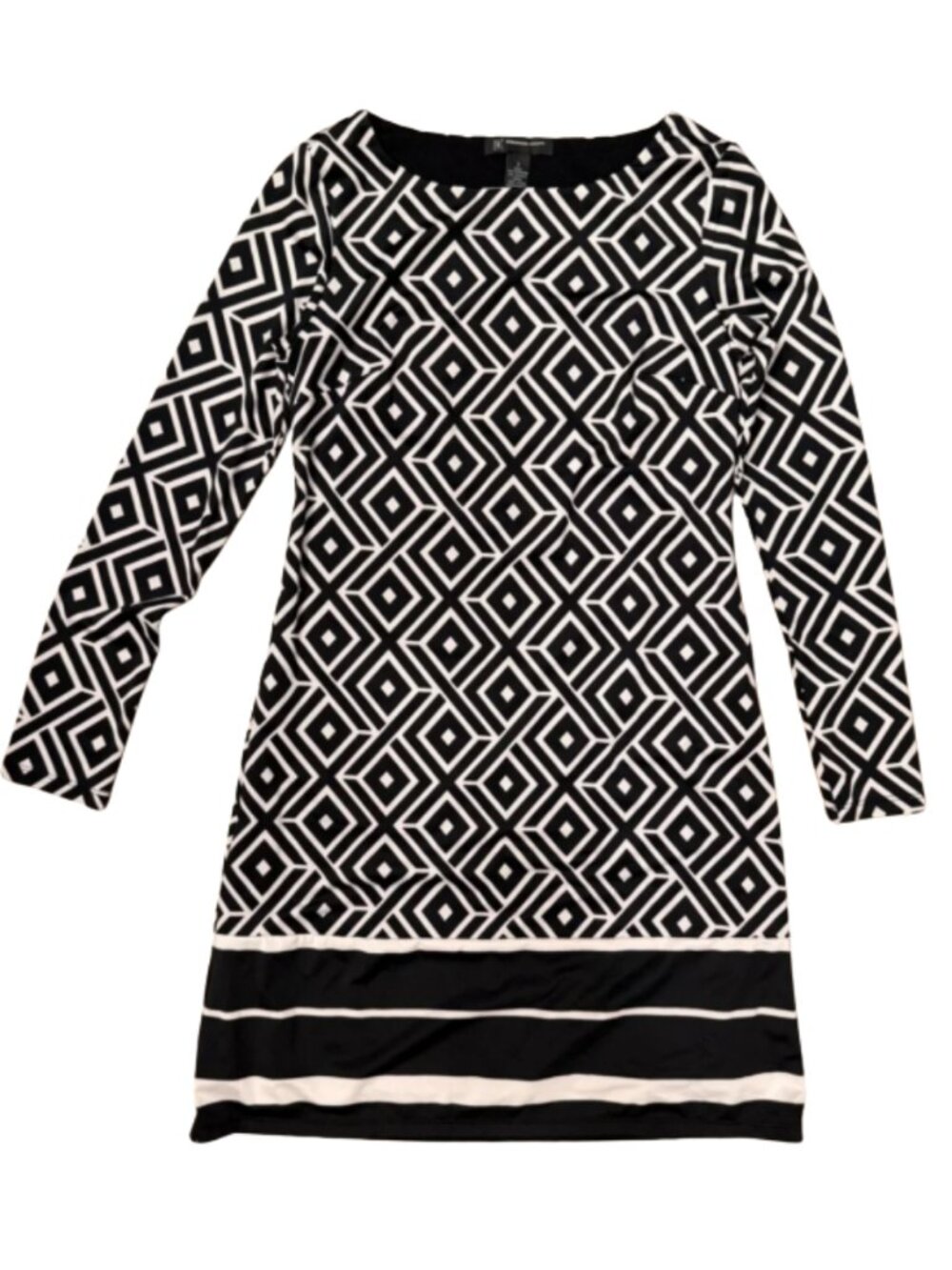 INC Black and White Geometric Shift‎ Dress Women's Small Work Career Mod Retro